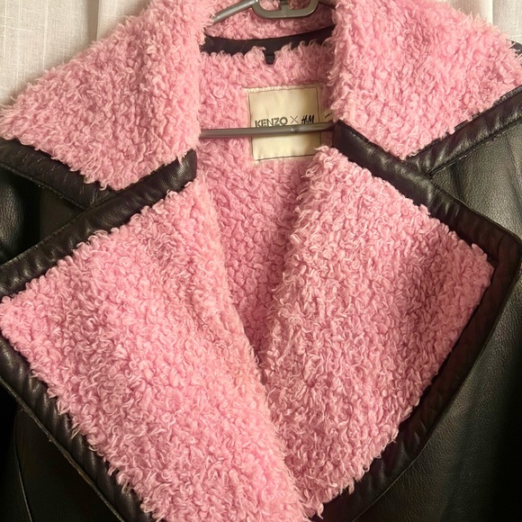 Kenzo Black and Pink Shearling Leather Jacket - Picture 5 of 8